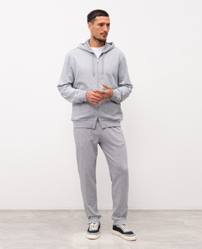 Brunello Cucinelli Серые меланжевые спортивные штаны MW8633263G