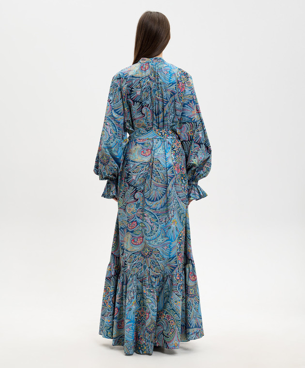 Etro Синя сукня-сорочка в принт WRHA063199SAEI4 зображення 4