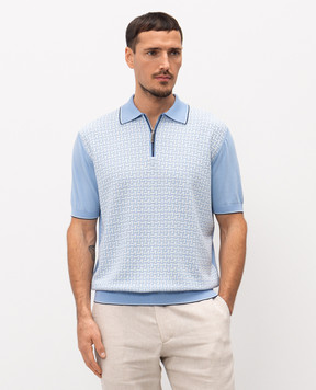 Stefano Ricci Голубое поло с шелком в узоре K414016P31F26167