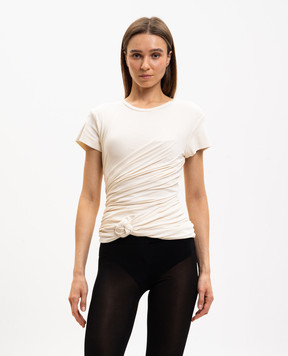 Magda Butrym Футболка цвета айвори с драпировкой TSHIRT01168526
