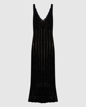 Twinset Чорна сукня міді з люрексом 261TT3322