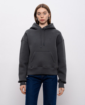 Ami Paris Сіре худі з емблемою Ami De Coeur USW756749