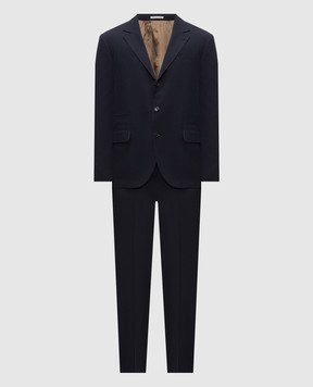 Brunello Cucinelli Синий костюм из шерсти и шелка MHN217BTZ