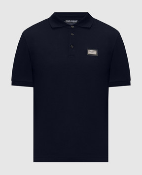 Dolce&Gabbana Синє поло з патчем логотипа G8PL4TG7P1D