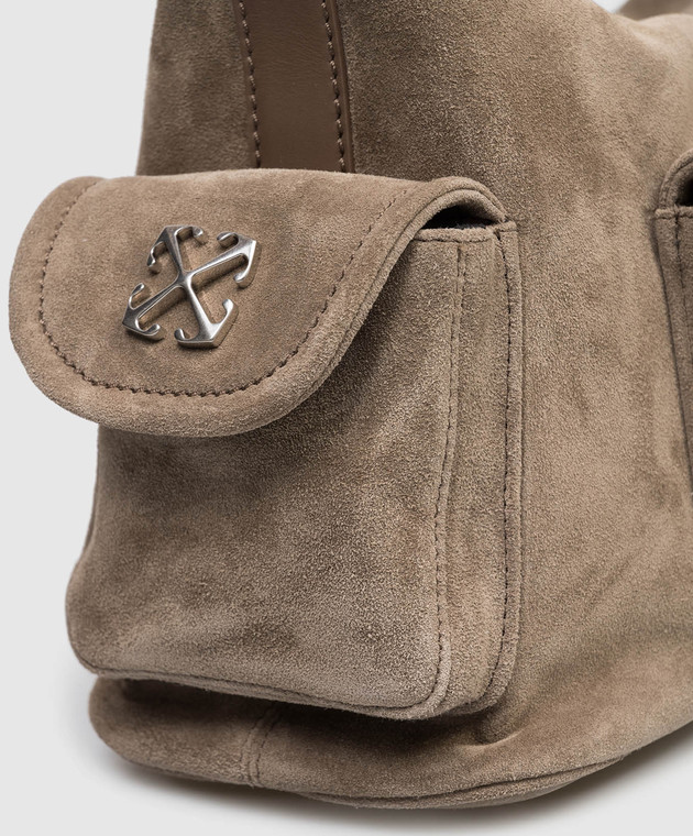 Off-White Коричнева замшева сумка-хобо Dumbo OWNN18OS26LEA001 зображення 4