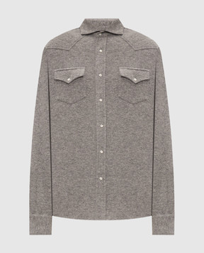 Brunello Cucinelli Серая рубашка с кашемиром MM840KC01