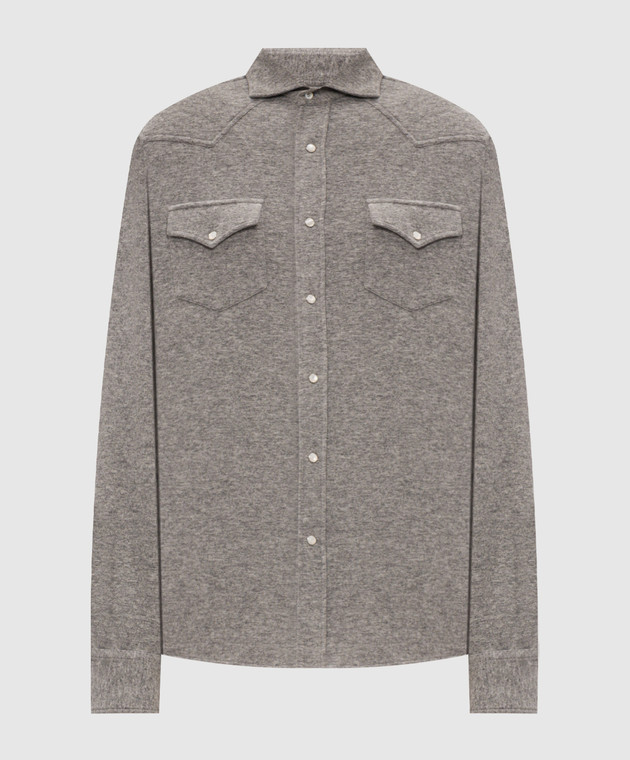 Brunello Cucinelli Серая рубашка с кашемиром MM840KC01