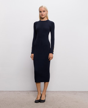 Twinset Синее платье миди в рубчик 262TP3400