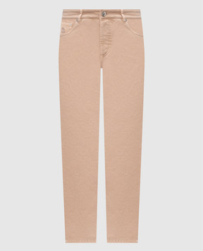 Brunello Cucinelli Бежевые джинсы с вышивкой эмблемы M277PD3210