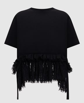 Alexander McQueen Черная футболка с баской A000L5QLAEZ
