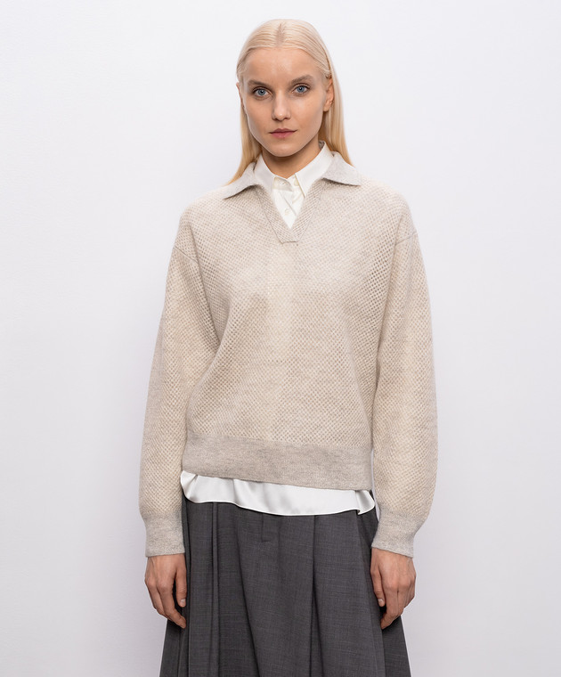 Brunello Cucinelli Серый свитер с шерстью с люрексом MGG270505P изображение 3