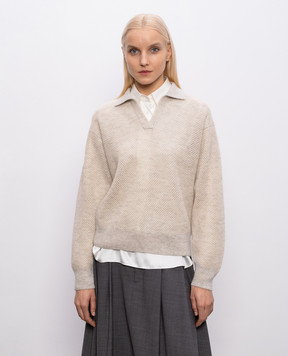 Brunello Cucinelli Сірий светр з вовною з люрексом MGG270505P