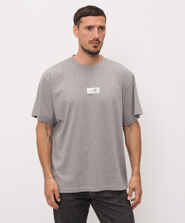 Maison Margiela MM6 Сіра меланжева футболка з нашивкою SH0GC0071M20170 зображення 3