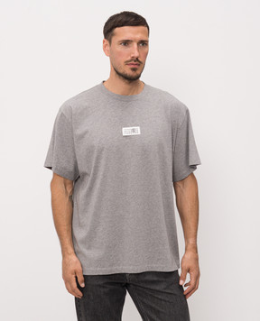 Maison Margiela MM6 Сіра меланжева футболка з нашивкою SH0GC0071M20170