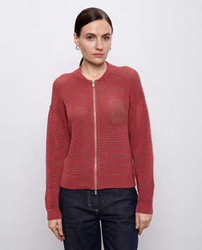 Peserico Розовый кардиган с цепочкой мониль A99102F079312B