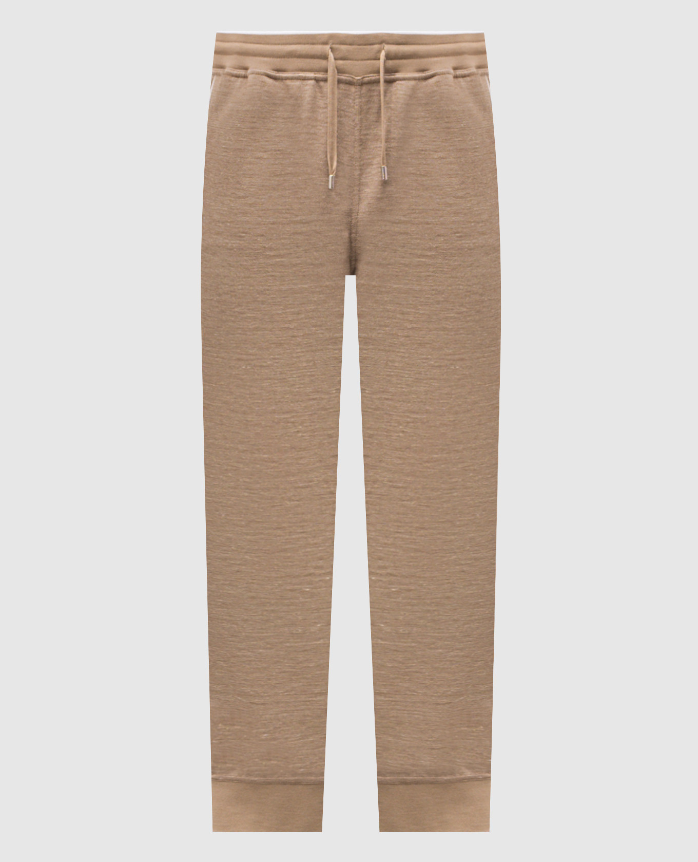 

Коричневые спортивные брюки из шелка и льна с логотипом, Коричневый, Спортивные штаны