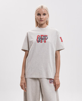 Off-White Бежевая меланжевая футболка с принтом логотипа 2FA00587T