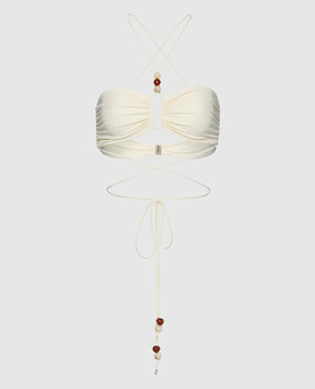 Magda Butrym Білий ліф від купальника з намистинами SWIMBRA01622426