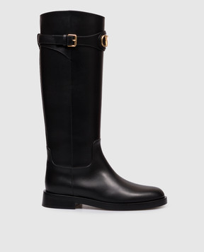 Valentino Черные кожаные сапоги с логотипом 9W2S0MT1DSH