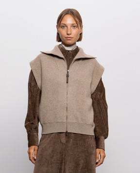 Brunello Cucinelli Коричневый жилет из кашемира M12237846