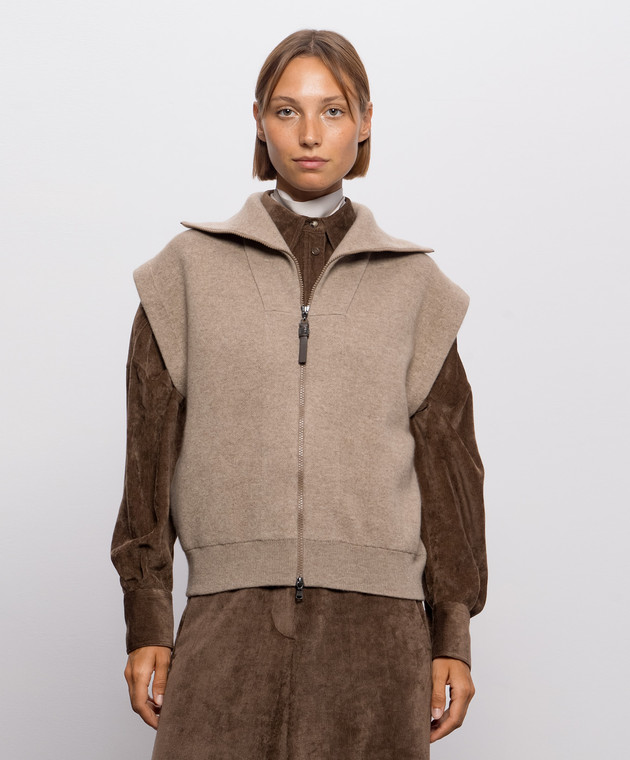 Brunello Cucinelli Коричневий жилет з кашеміру M12237846 зображення 3