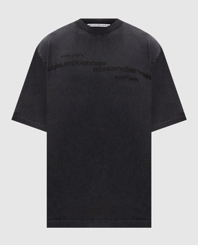 Alexander Wang Чорна футболка з фактурним принтом логотипа UCC3261926m
