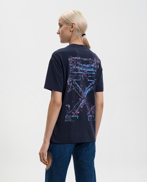 Off-White Синяя футболка с принтом Dripped Watercol 2AA089S26JER006