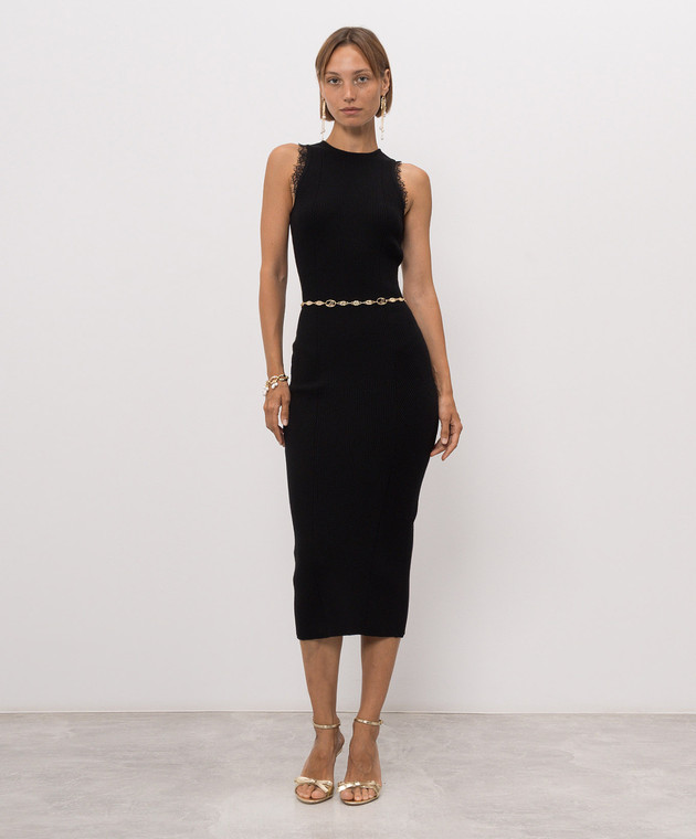 Twinset Черное платье в рубчик 262TP3393 изображение 2