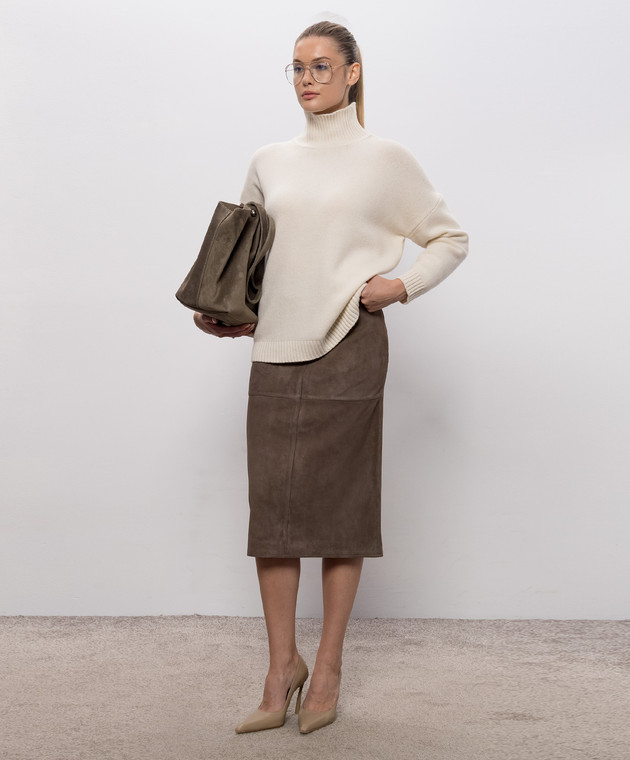 Max Mara Weekend Коричнева замшева спідниця PALMI WKDPALMI зображення 2