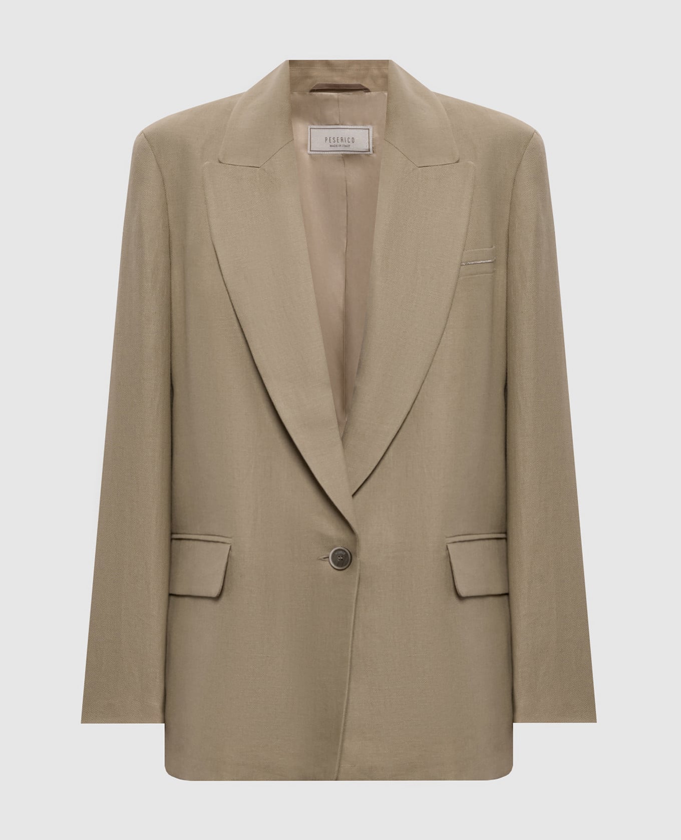 Жакет цвета хаки из льна