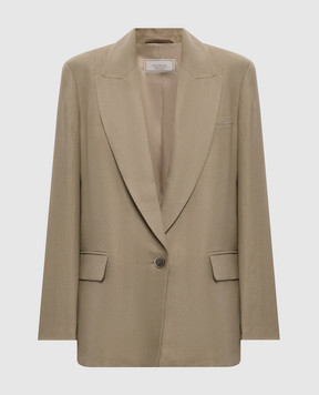 Peserico Жакет кольору хакі з льону A0111602606