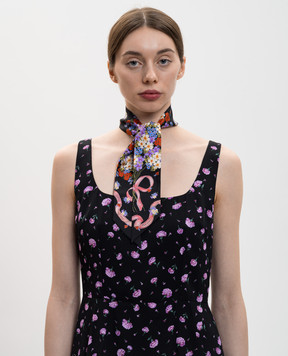 Dolce&Gabbana Черная лента твили из шелка в принт FS215AGDDLI