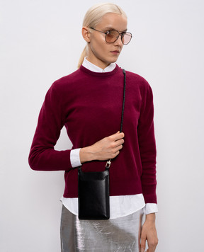 Yves Salomon Чорний шкіряний чохол для телефону 26EAA205XXAPXX