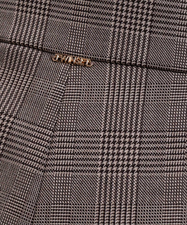 Twinset Бежевые брюки с шерстью в клеточку 262TP2804 изображение 5