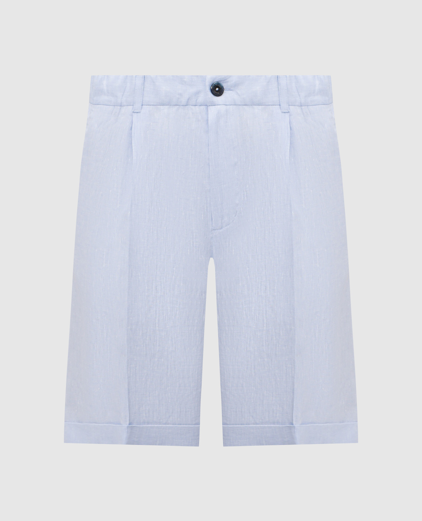 Голубые шорты из льна с отворотами