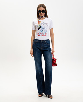 Dolce&Gabbana Біла футболка з принтом та вишивкою F8N08ZGDDMV
