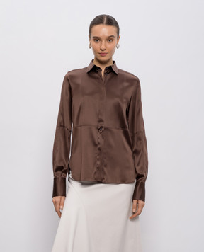 Brunello Cucinelli Коричневая блуза из шелка M0C59NR516