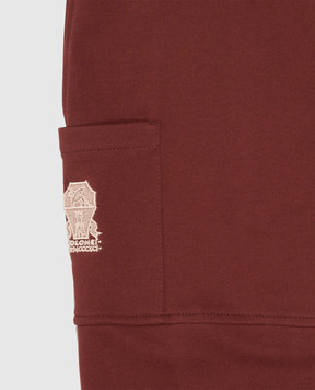 Brunello Cucinelli Детские бордовые джоггеры с фактурной эмблемой BN05NE473B