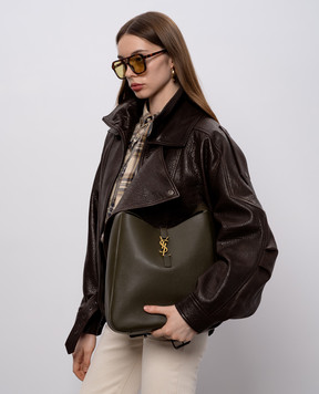 Saint Laurent Кожаная сумка LE 5À7 цвета хаки 753837AAAUQ
