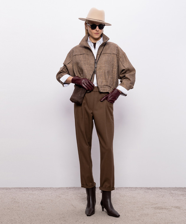 Brunello Cucinelli Коричневый топ с кашемиром в рубчик M9A822200P изображение 2