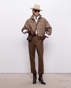 Brunello Cucinelli Коричневий топ з кашеміром в рубчик M9A822200P