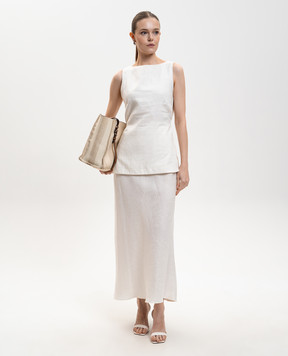 Faithfull Біла спідниця міді Faye з льону FFC16WHT