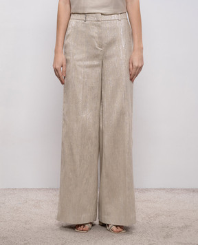 Peserico Бежевые брюки с леном с люрексом E04350D00598