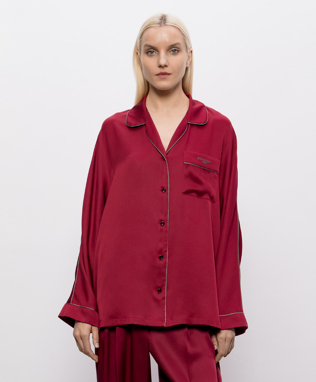 Givenchy Бордова блуза із шовку BW61GW16Q5 зображення 3