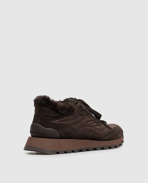 Brunello Cucinelli Коричневые кроссовки с цепочкой мониль MZSFG3384