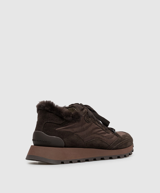 Brunello Cucinelli Коричневые кроссовки с цепочкой мониль MZSFG3384 изображение 3