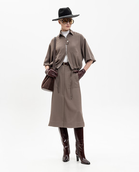 Kiton Коричнева куртка з вовни і шовку з короткими рукавами D61507K0910G