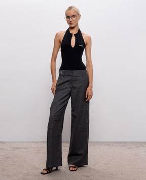 Vetements Чорне боді з відкритою спиною WH27BO162B