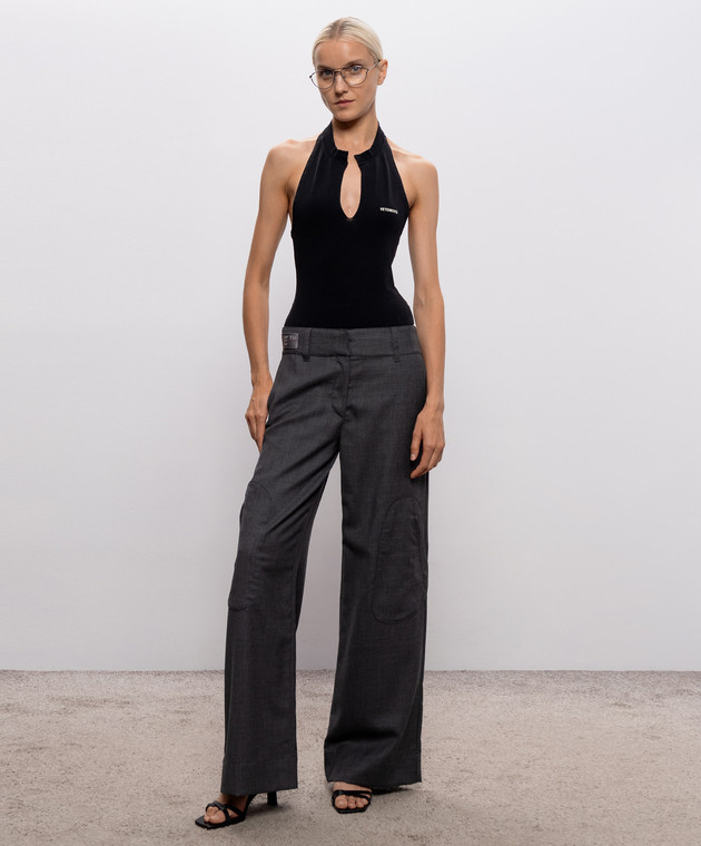 Vetements Черное боди с открытой спиной WH27BO162B изображение 2