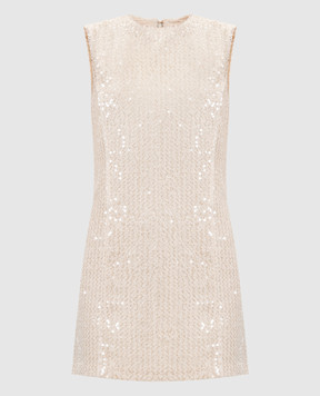 Twinset Бежева твідова сукня міні з паєтками 261TP2622